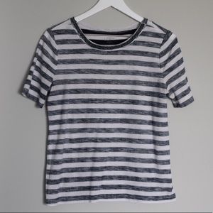 LOFT Blue & White Striped Tee w/ Beaded Neckline